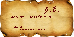 Jankó Boglárka névjegykártya